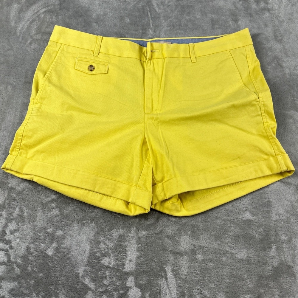 Banana Republic City Chino Shorts Yellow Cuffed Mid Rise Womens 12 NEW